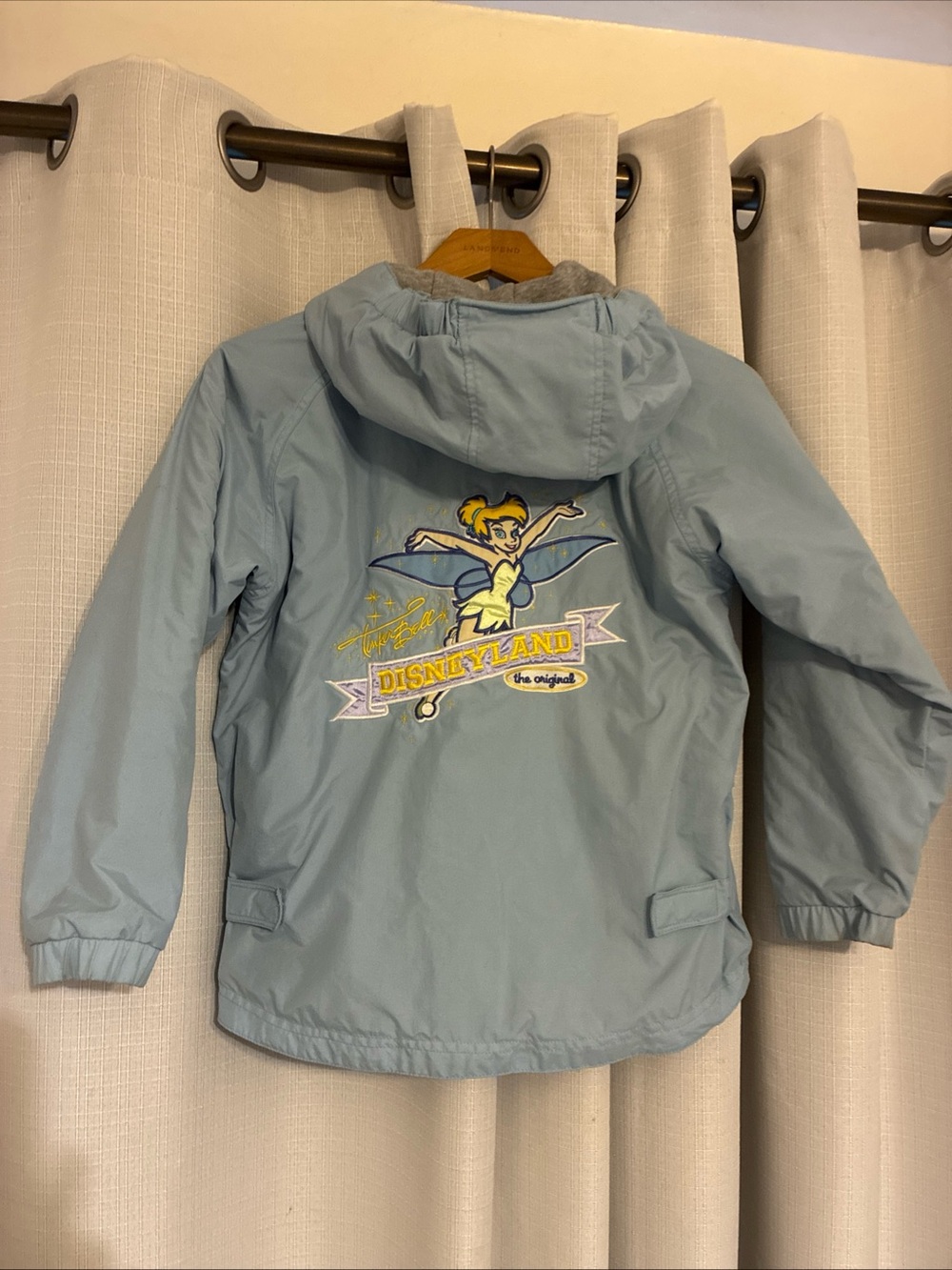 Disney Baby Blue Tinker Bell Hooded Jacket letterman embroidered Disneyland